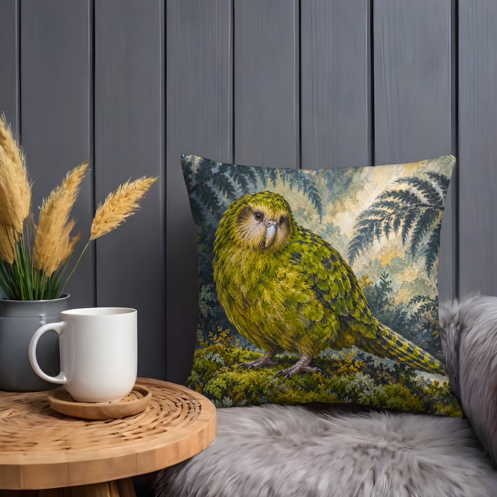 Kakapo Parrot Pillow Cover | Dense, Verdant Forest Floor