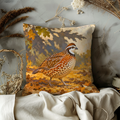 Northern Bobwhite Quail Pillow Cover | Autumn Woodland Floor