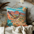 Roadrunner Pillow Cover | Desert Landscape with Red Rock Mesas Under a Blue Sky