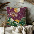 Dandelion Seeds Pillow Cover | Celestial Botanical Night Scene with Arched Shapes
