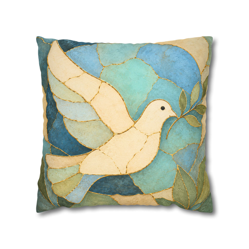 Dove of Peace Pillow Cover | Kintsugi Spiritual Art | Calm Decor