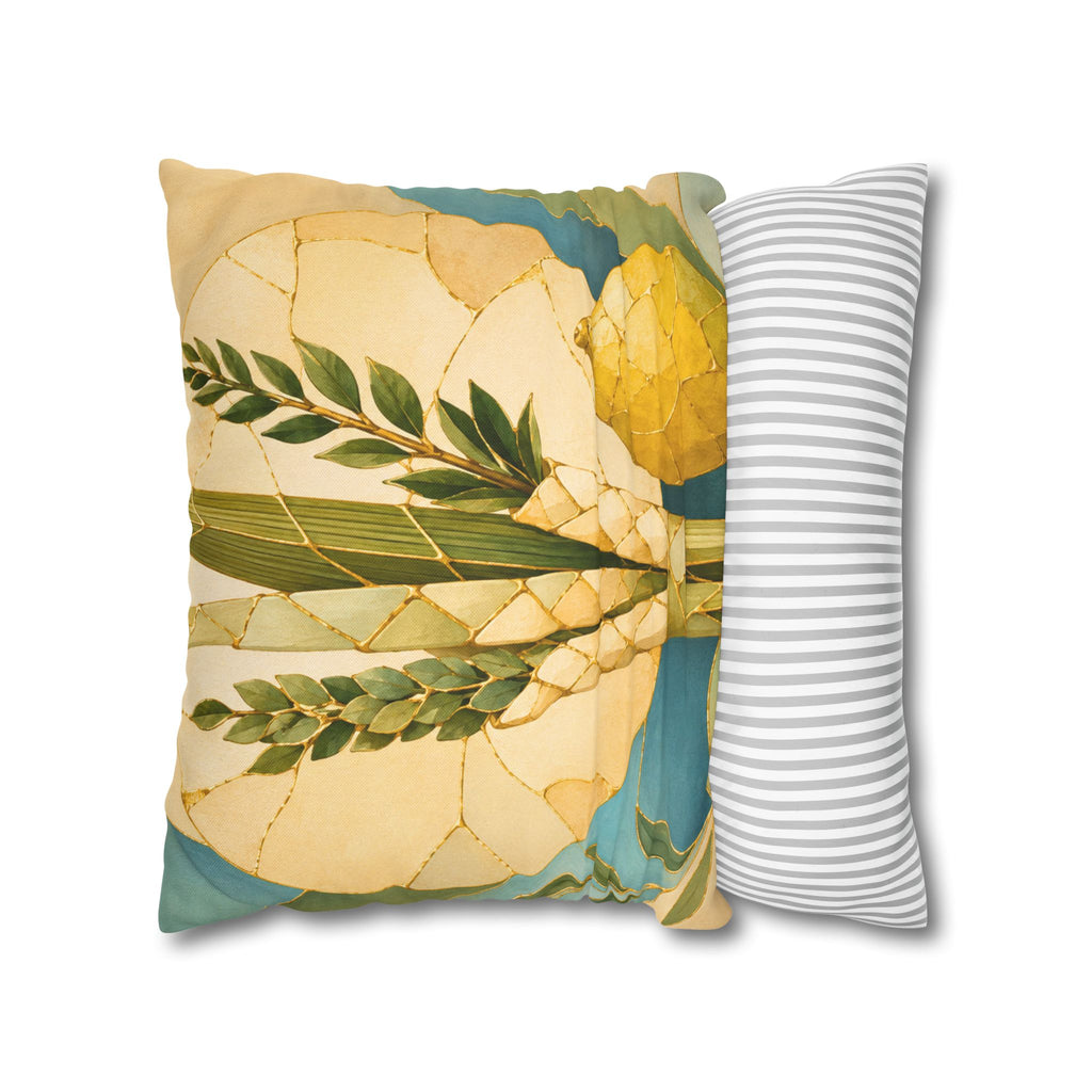 Four Species Pillow Cover | Sukkot Lulav Etrog Art | Jewish Spiritual Decor