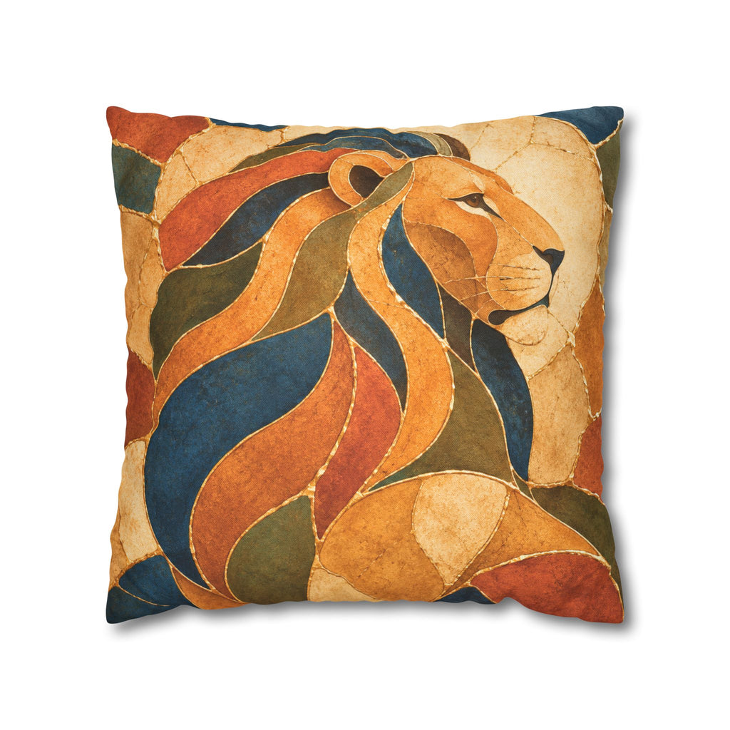 Lion of Judah Pillow Cover | Artistic Kintsugi Art | Spiritual Decor