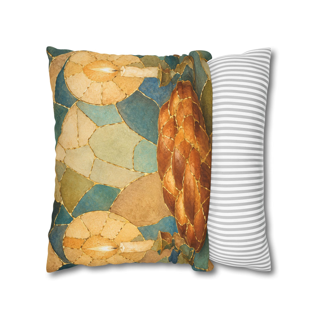 Challah Shabbat Candles Pillow Cover | Jewish Spiritual Art | Warm Decor