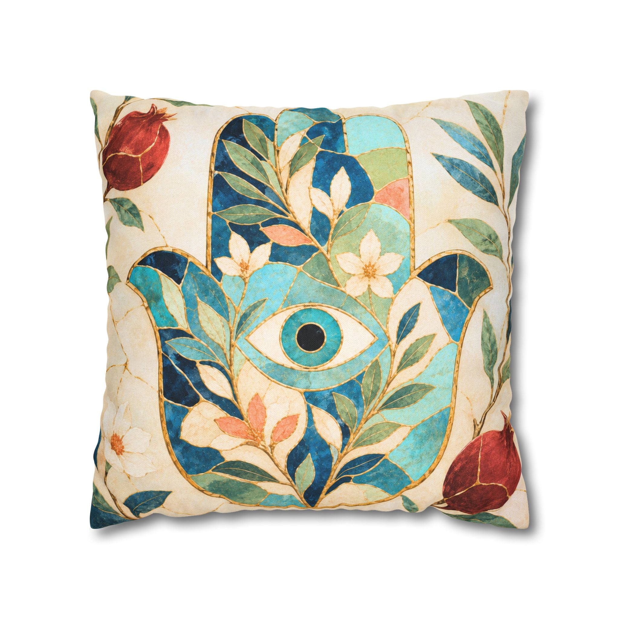 Hamsa Eye Pillow Cover | Pomegranate Spiritual Art | Protective Decor