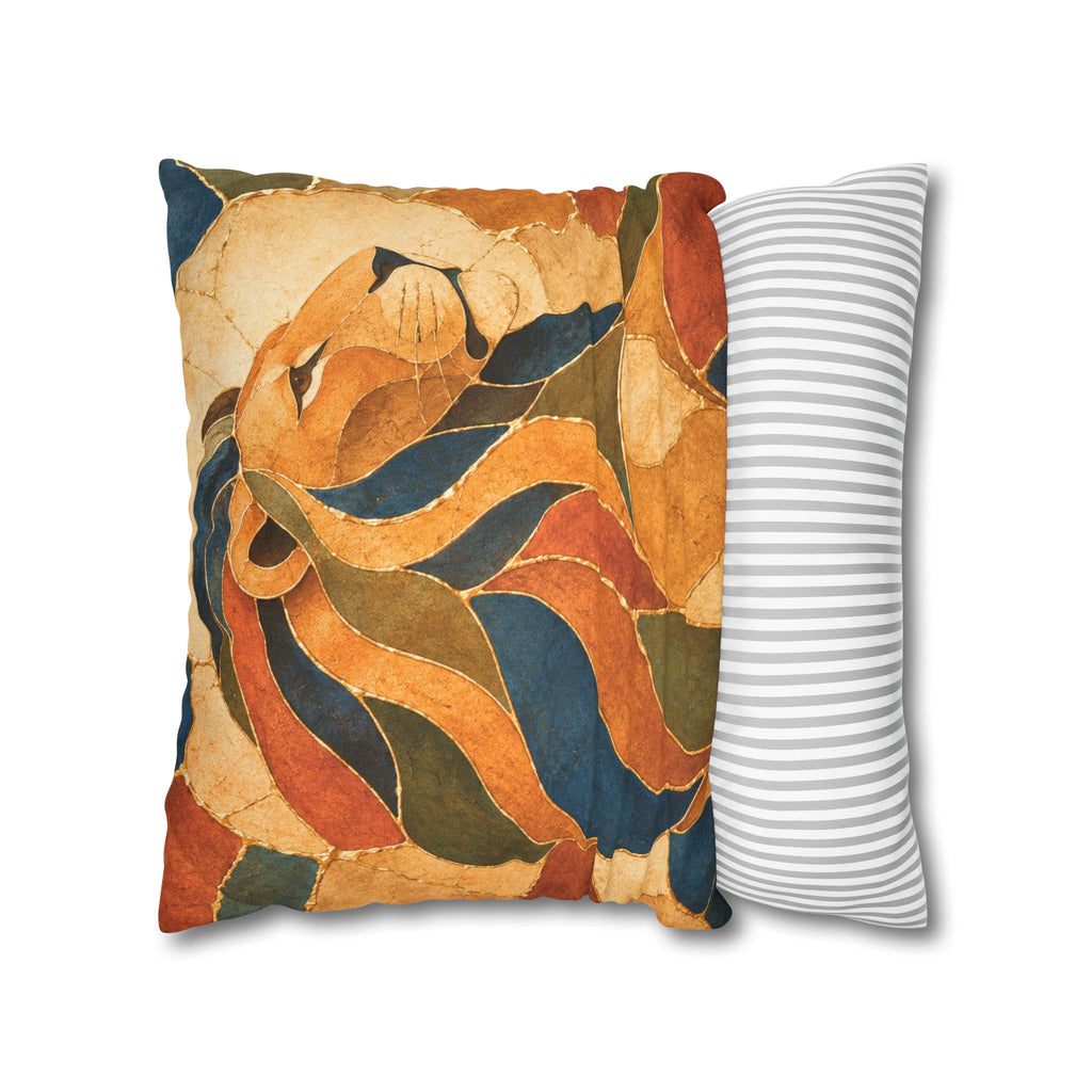 Lion of Judah Pillow Cover | Artistic Kintsugi Art | Spiritual Decor