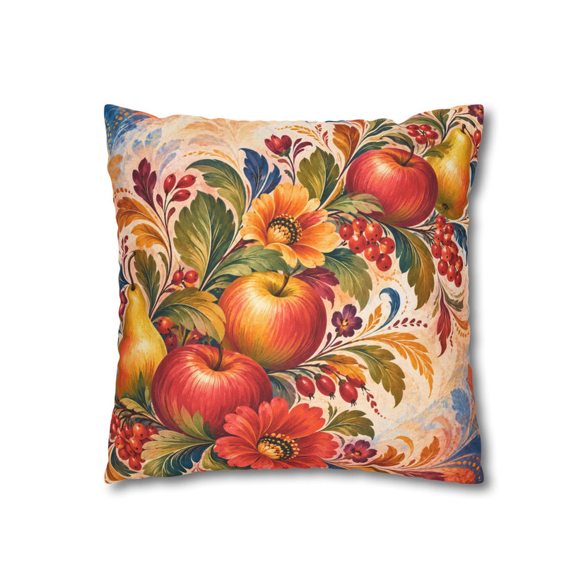 Harvest Fruit Pillow Cover | Folk Art Still Life | Traditional Decor