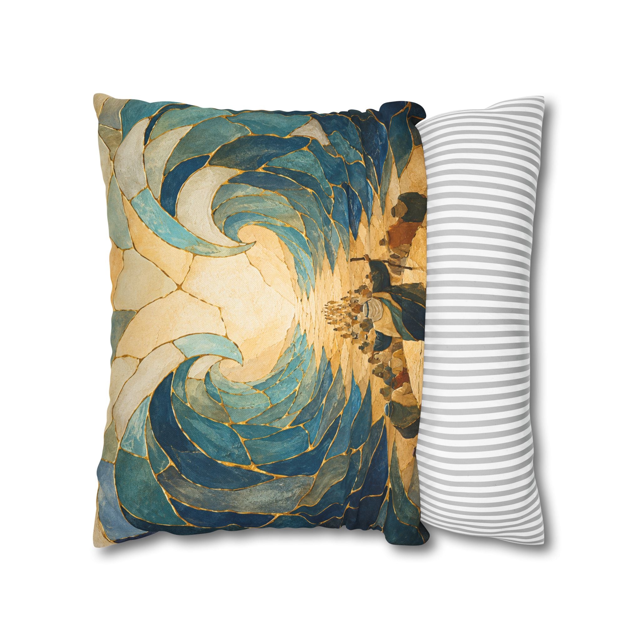 Red Sea Crossing Pillow Cover | Biblical Kintsugi Art | Spiritual Decor