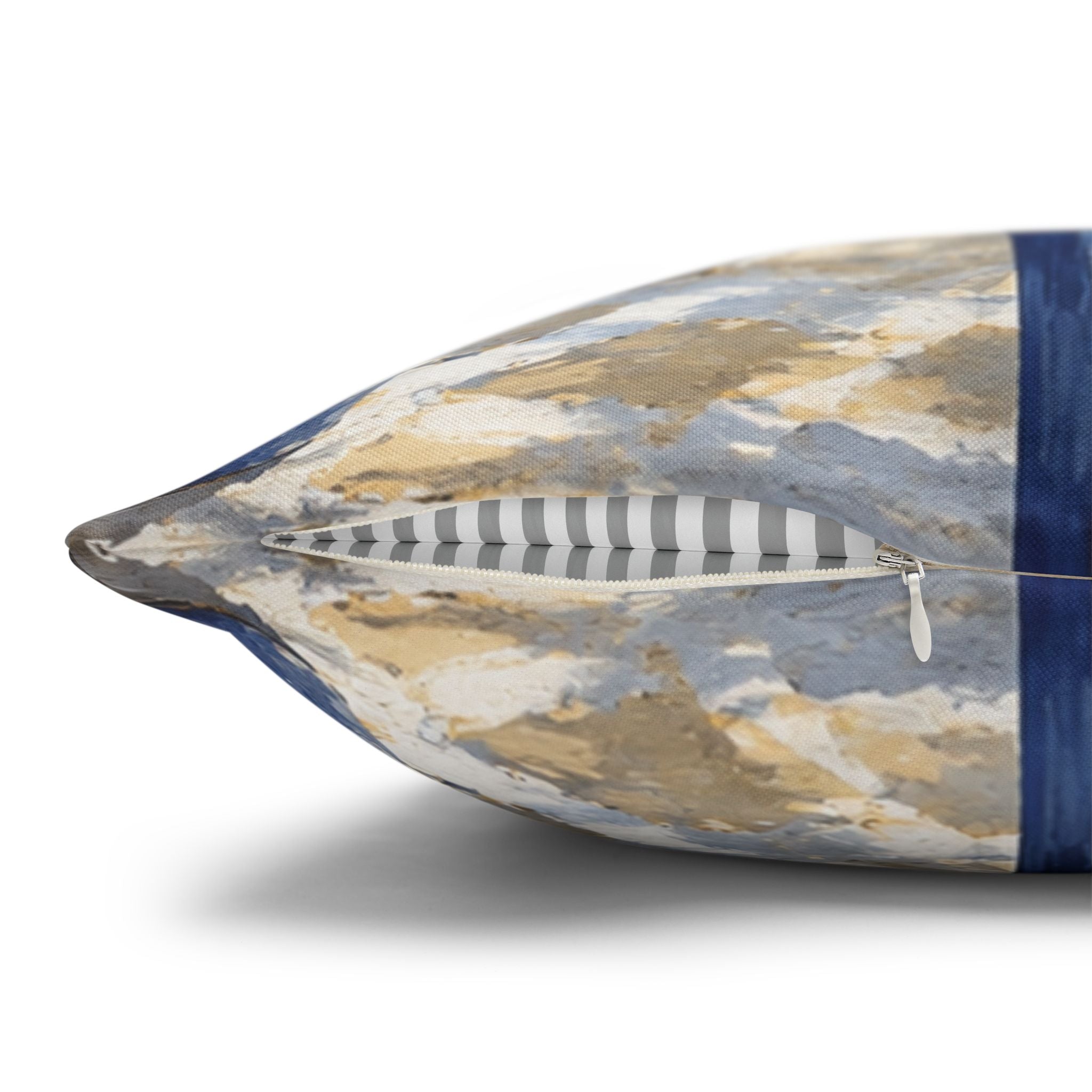 Greek Island Patio Pillow Cover | Blue White Sea View Art | Mediterranean Decor