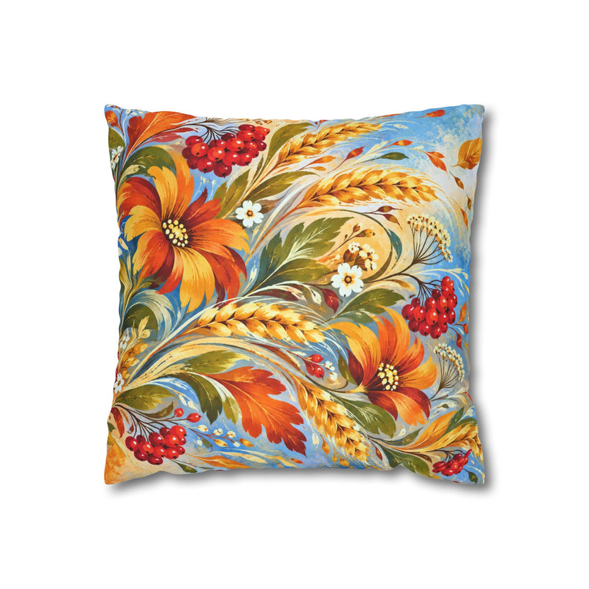 Autumn Flora Pillow Cover | Harvest Scene | Painterly Decor