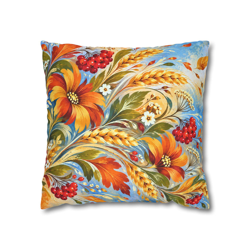 Autumn Flora Pillow Cover | Harvest Scene | Painterly Decor