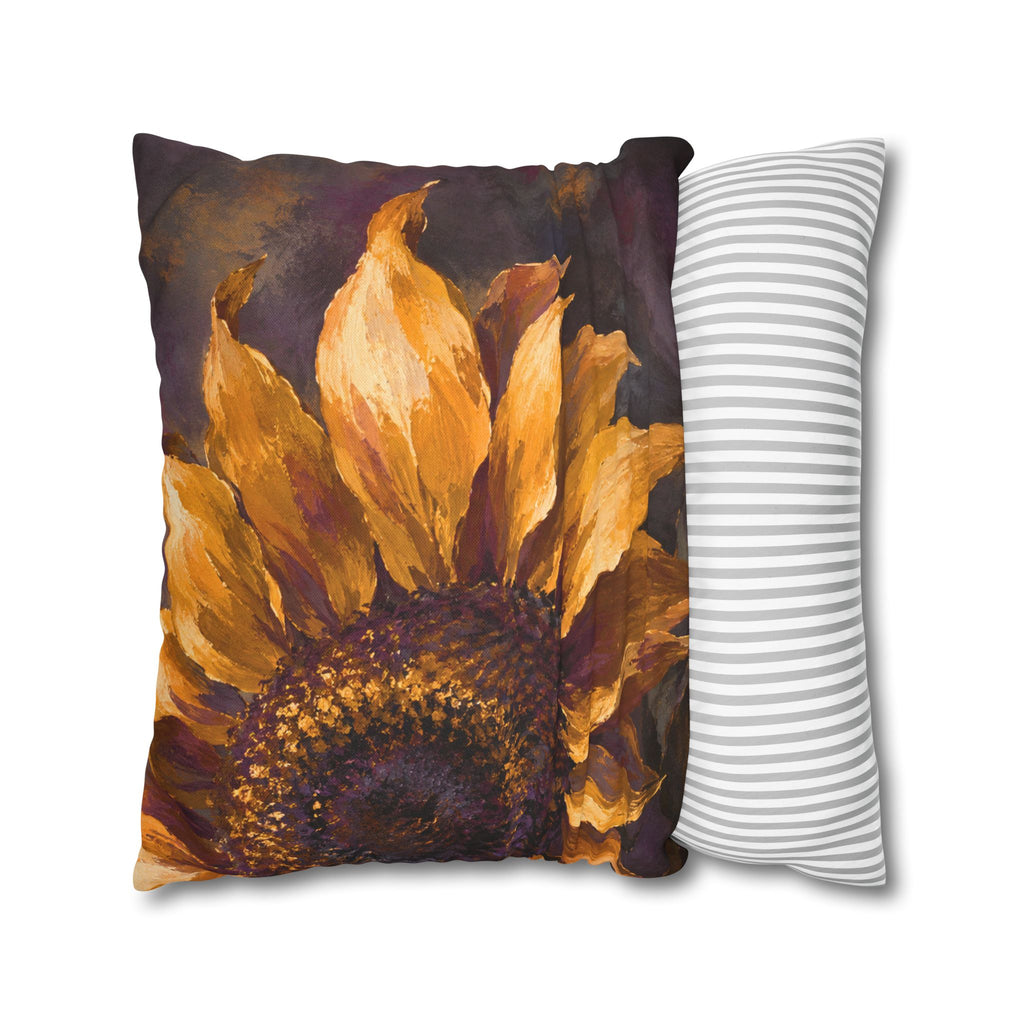 Sunflower Pillow Cover | Floral Close-Up | Impasto Decor