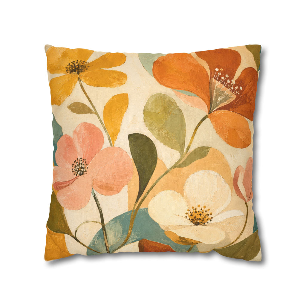 Abstract Florals Pillow Cover | Modern Botanical Art | Warm Decor