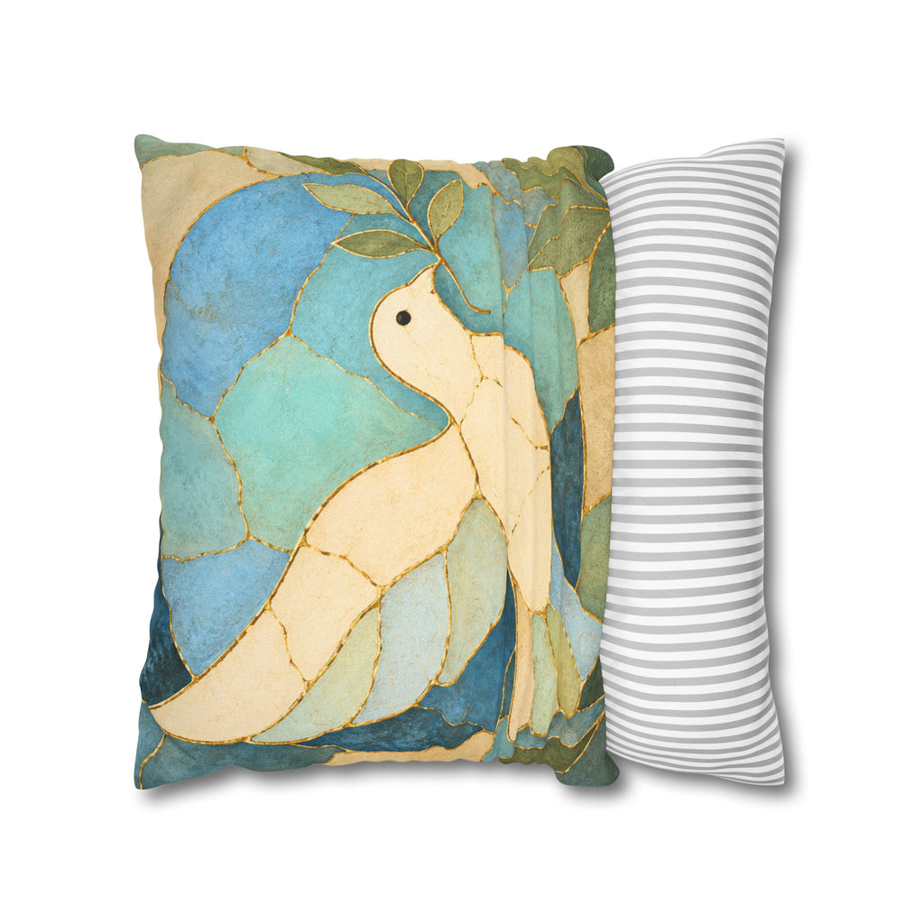 Dove of Peace Pillow Cover | Kintsugi Spiritual Art | Calm Decor