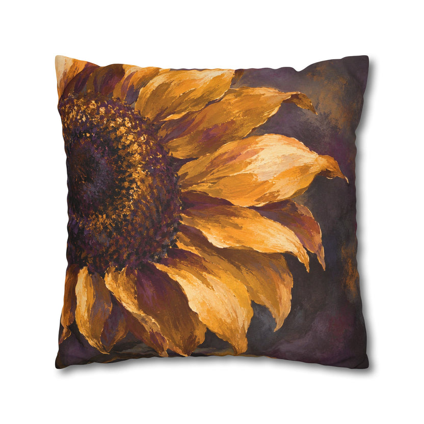 Sunflower Pillow Cover | Floral Close-Up | Impasto Decor