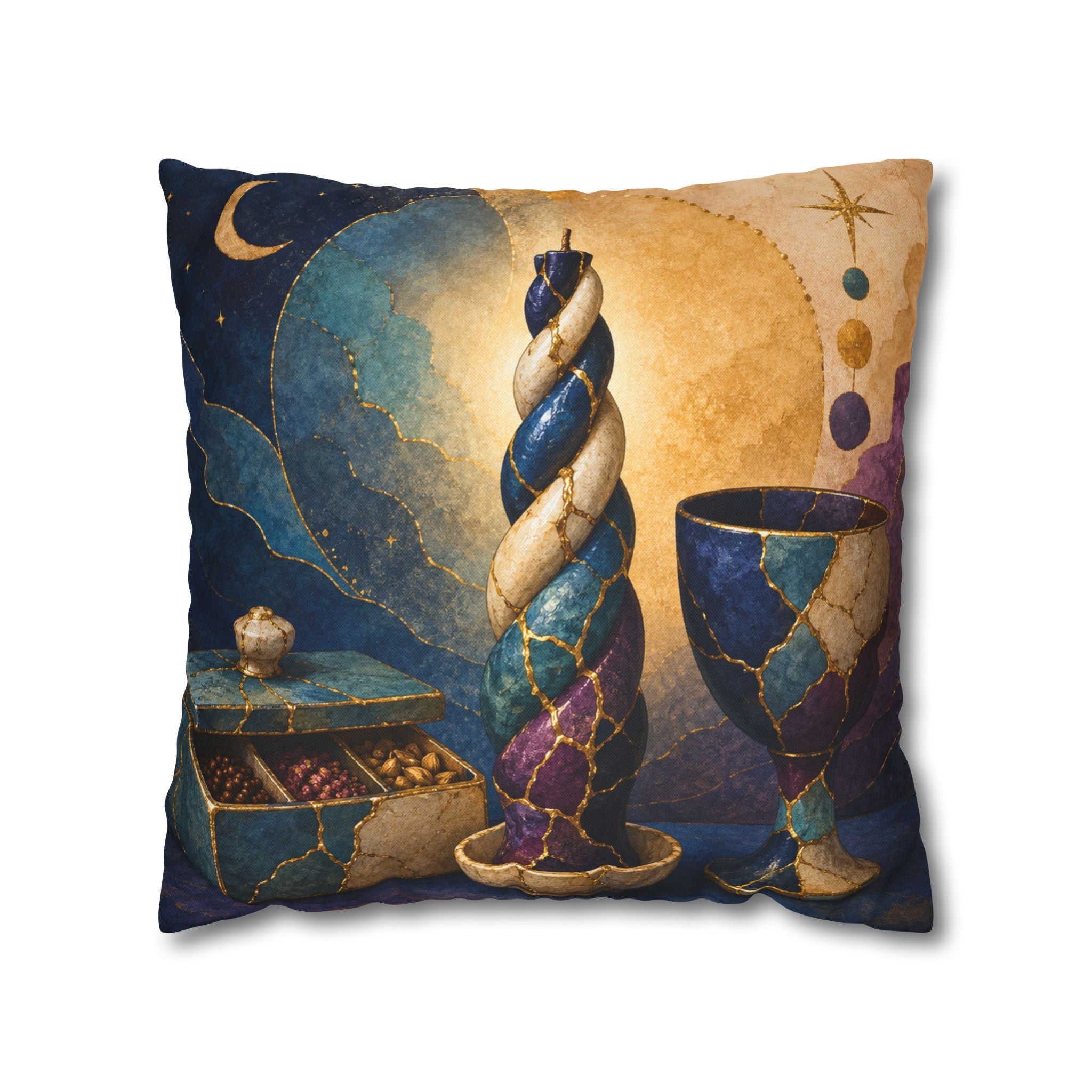 Havdalah Set Pillow Cover | Jewish Ritual Art | Spiritual Decor