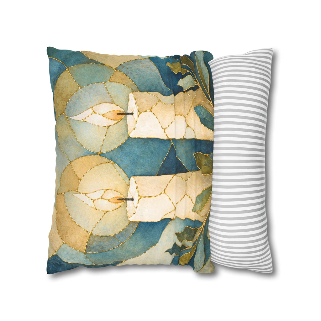 Shabbat Candles Pillow Cover | Jewish Spiritual Art | Calm Decor