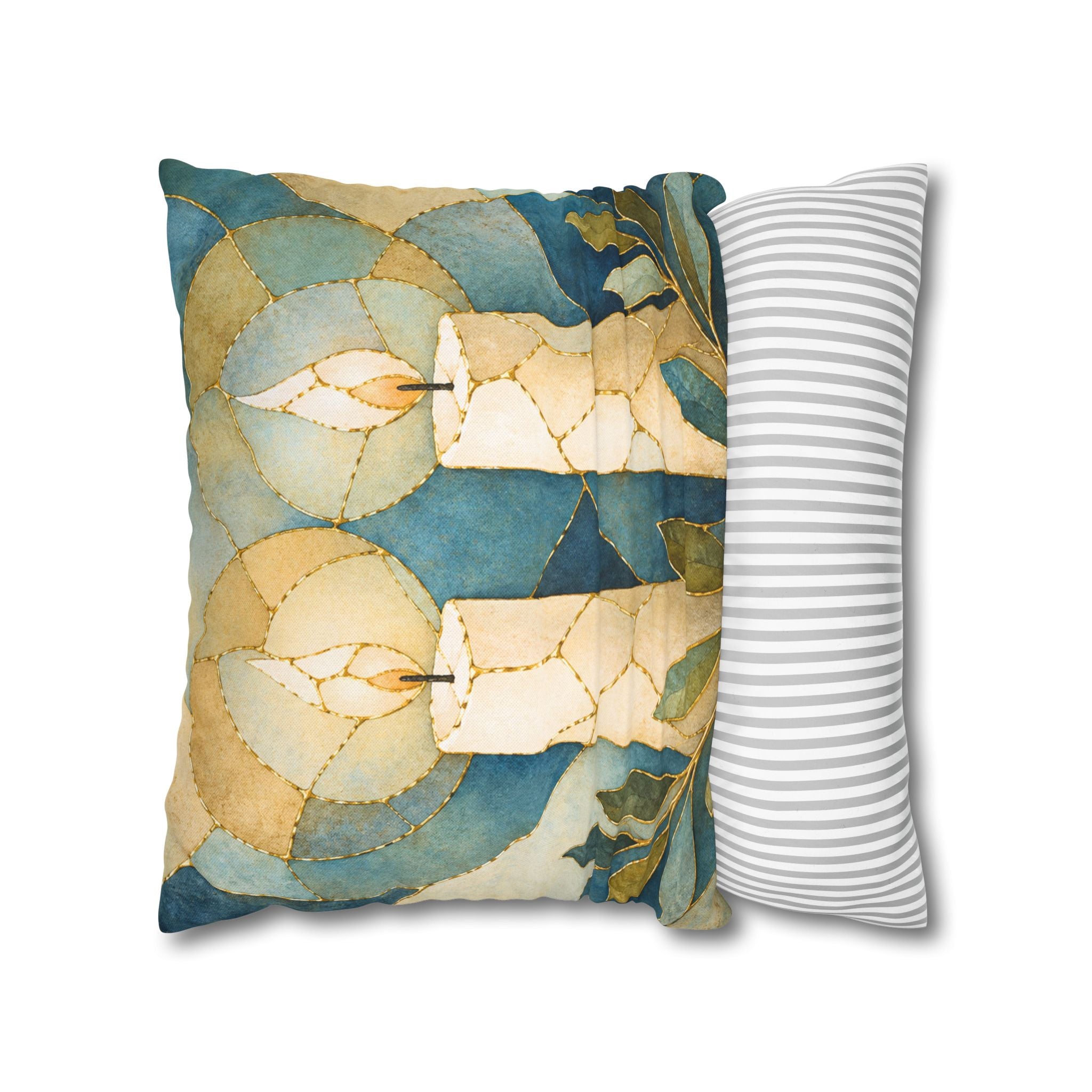 Shabbat Candles Pillow Cover | Jewish Spiritual Art | Calm Decor