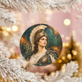 Athena Goddess Ceramic Ornament, Golden Helmet and Olive Branch