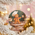 Gingerbread Man Ceramic Christmas Ornament, Chef Hat and Star Cookie