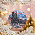 Black German Shepherd Ceramic Ornament, Mountain Lake and Rocky Ledge