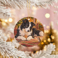 Border Collie Ceramic Christmas Ornament, Gingerbread Cookie and Tiny Mouse