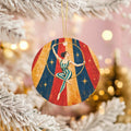 Circus Aerialist Ceramic Ornament, Golden Hoop and Striped Circus Tent