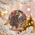 Krampus Ceramic Christmas Ornament, Alpine Village and Birch Switch